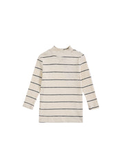 Striped Mock Neck T-shirt - Black/White