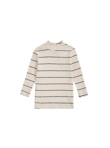 Striped Mock Neck T-shirt - Black/White