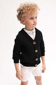 Eyelet Cardigan Sweater - Black