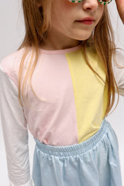 Color Block Long Sleeve T-shirt - Lt. Pink/Yellow