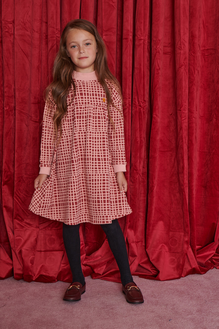 Wavy Check Mock Neck Dress