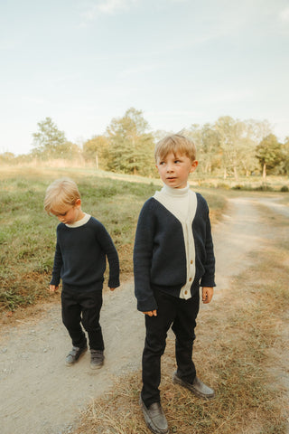 Raised Bubble Knit Cardigan - Navy Mix