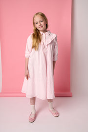 Eyelet Striped Ruffle Dress
