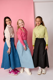 Denim Patch Classic Midi Skirt - Blue Denim