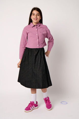 Pocket Crop Shirt - Purple