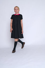 Contrast Collar Short Sleeve Dress