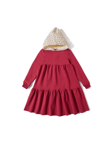 Quilted Hooded Dress - Brick