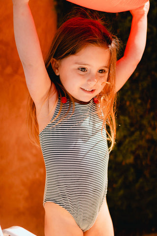 Seersucker Stripe Swimsuit - Black Stripe