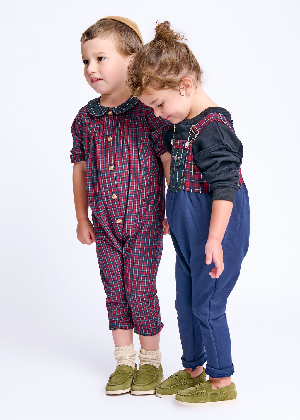 Plaid Collar Overall