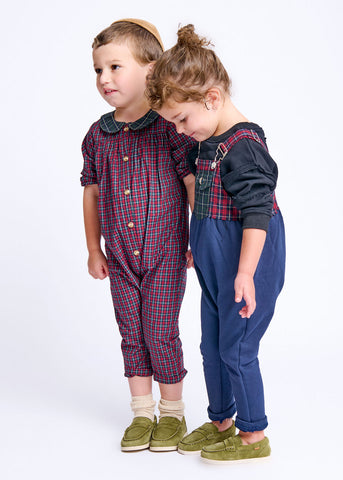 Plaid Collar Overall