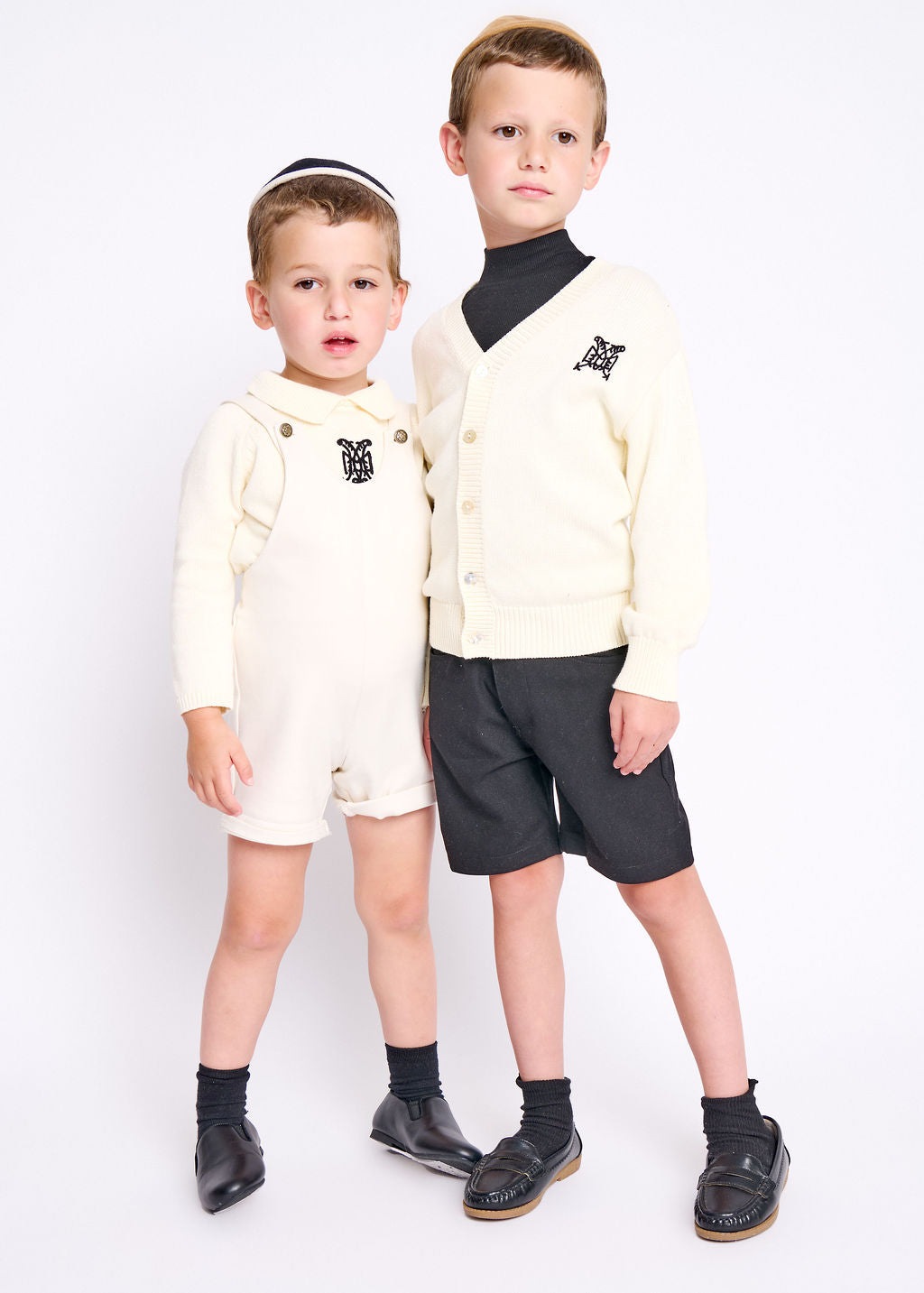 Cardigan Emblem Sweater - Almond White