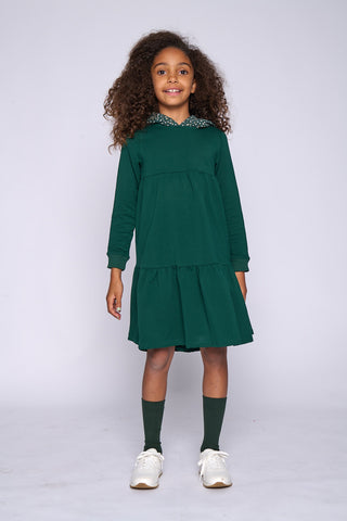 Quilted Hooded Dress - Green