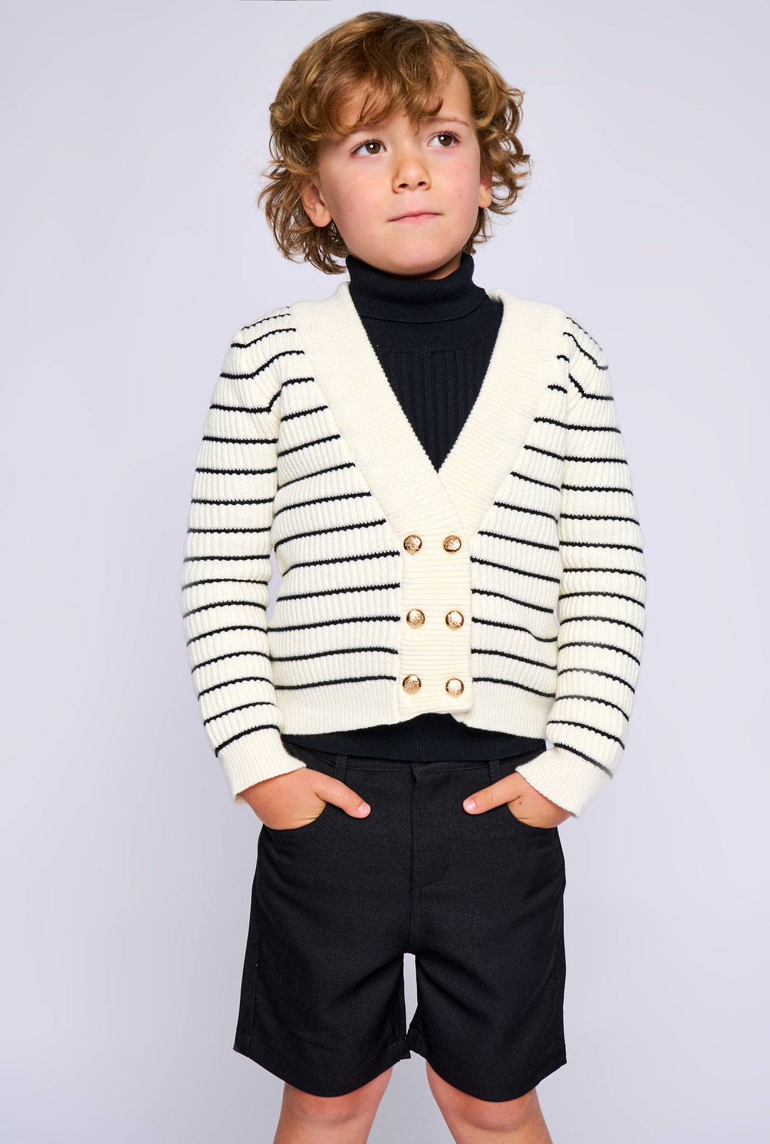 Raised Knit Striped Cardigan