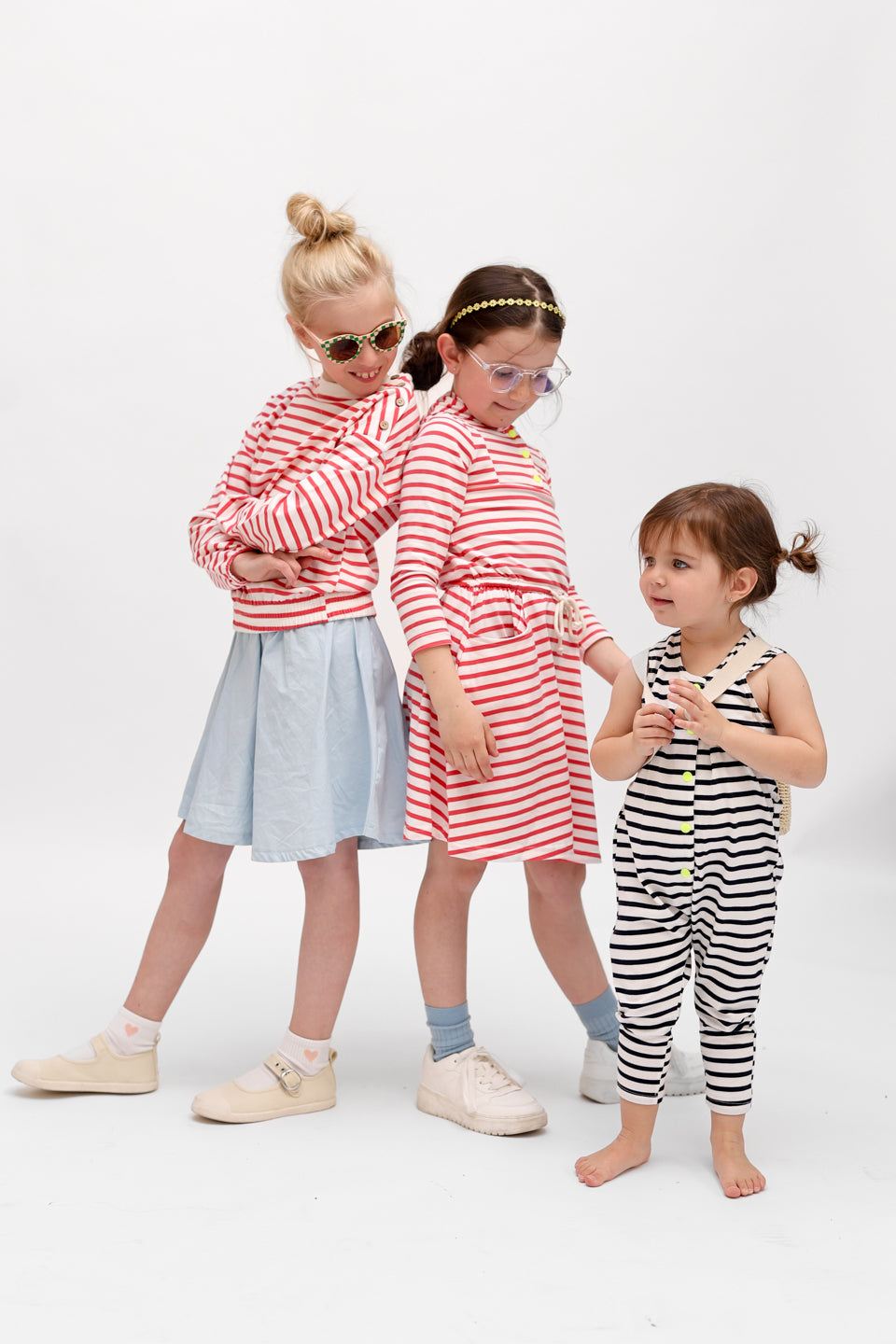 Striped Hooded Dress - White/Coral
