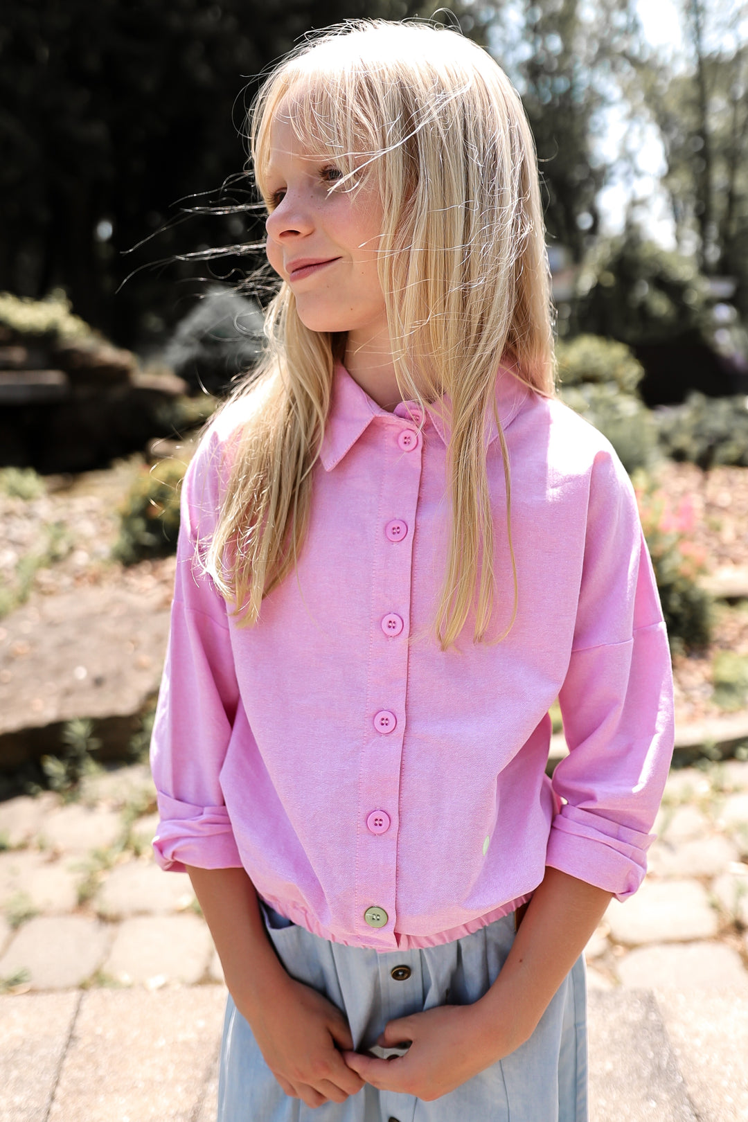 Camisa a cuadros con corazón - Rosa