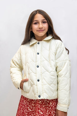 Oversized Quilted Heart Jacket - Off White