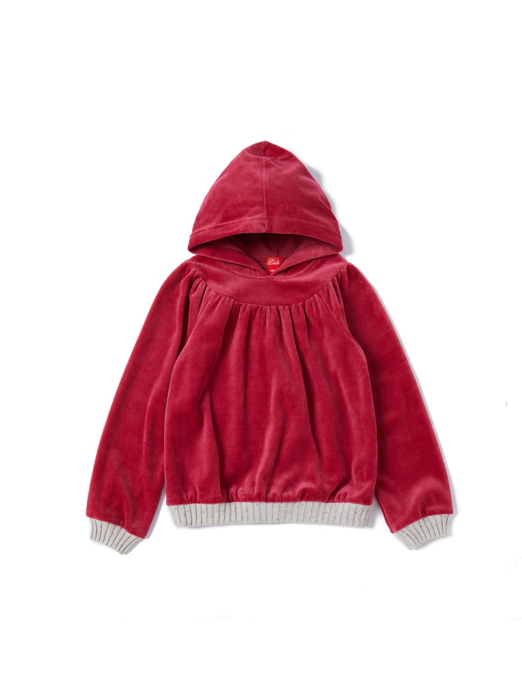 Velour Hooded Gathers Top
