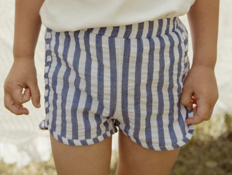 Short Striped Pants - White/Royal Blue