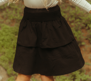 Shirring Tiered Skirt - Black