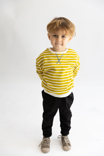 Striped Sweat Top - Mustard/White