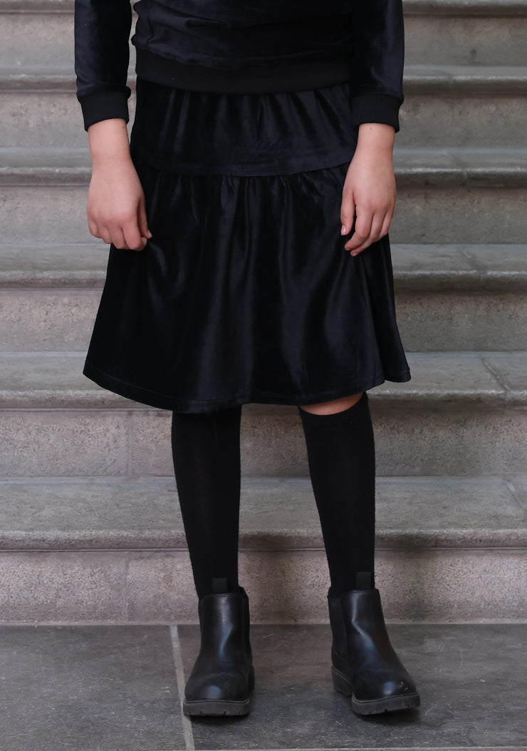 Wide Ribbed Skirt - Black