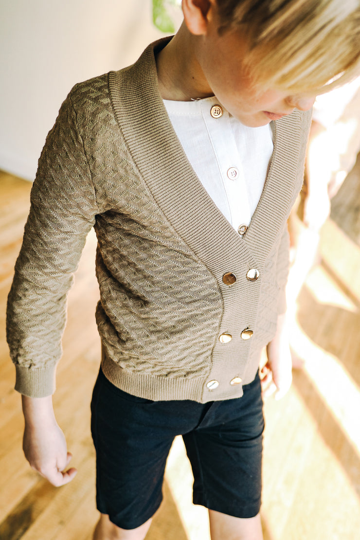 Cardigan Raised Design Knitting Sweater
