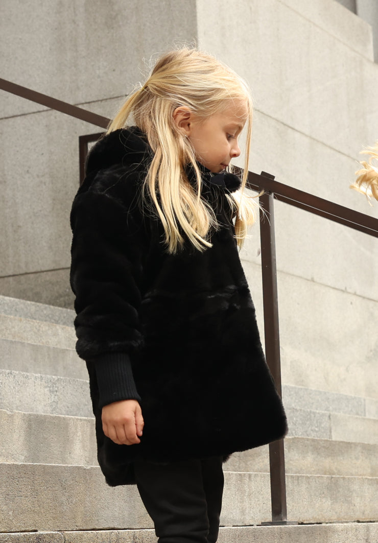Fur Velvet Bow Jacket - Black