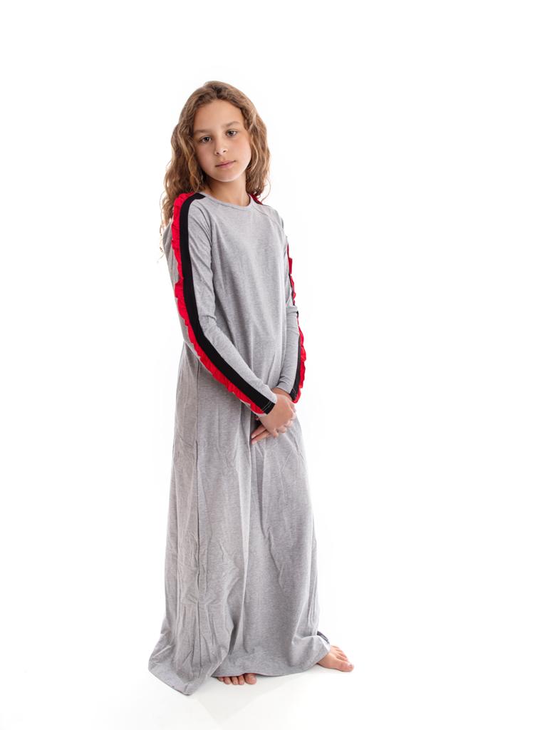 Raglan Sleeve Ruffle & Stripe Insert Lounge Dress