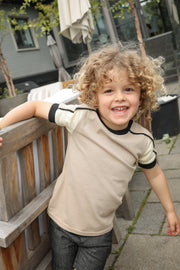 Combo Short Sleeve Polo Top - Beige