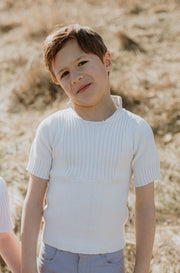 Center Bib Sweater - Ivory White