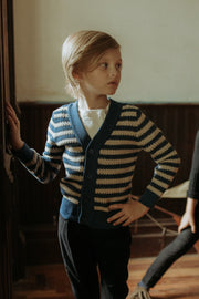 Cardigan Stripe Eyelet Sweater