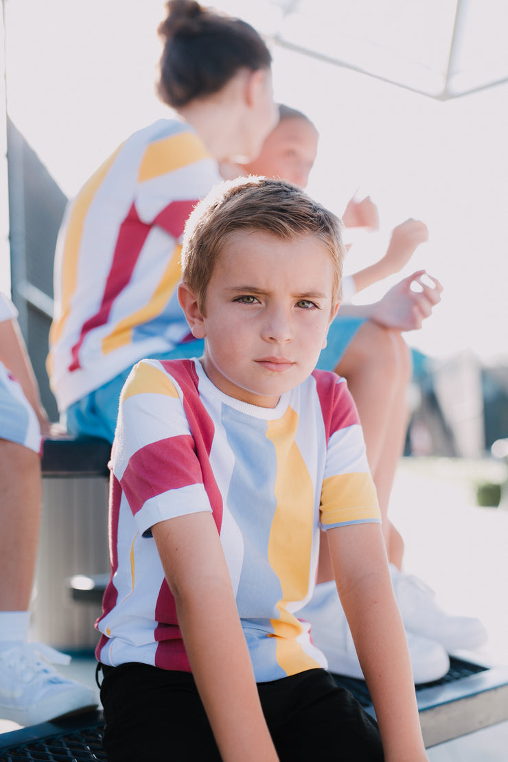 Wide Stripe Short Sleeve Top