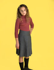 Yoke Pleated Skirt - Non Iron - Charcoal