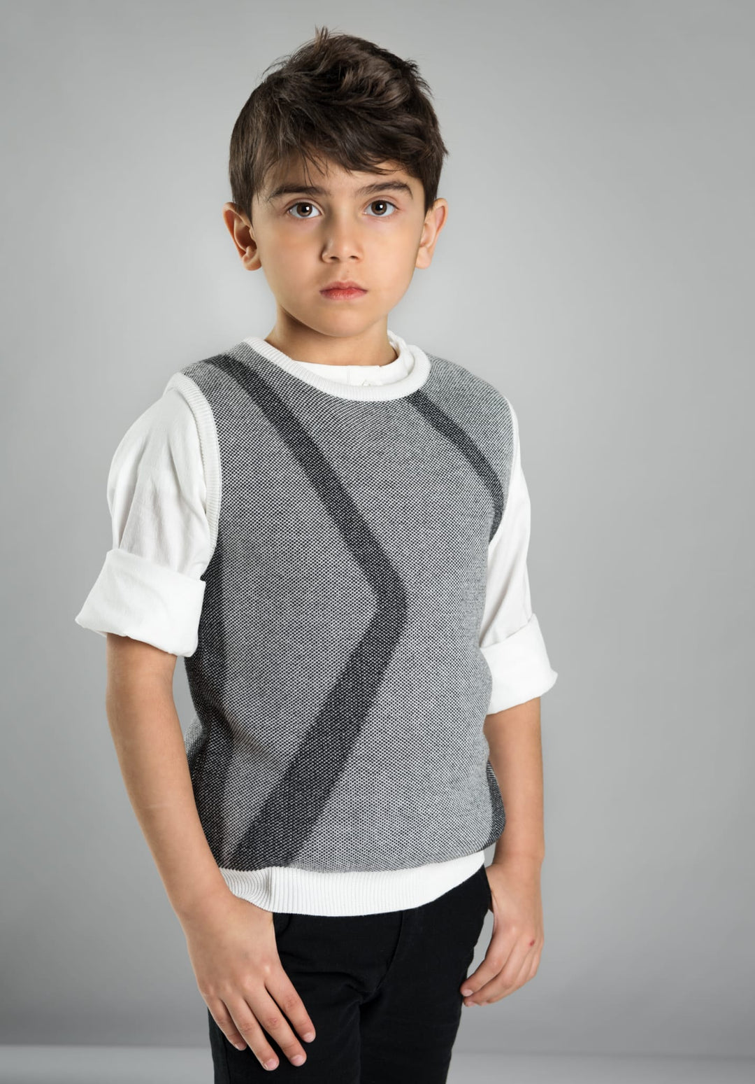 Plain Knit Side V-Design Vest
