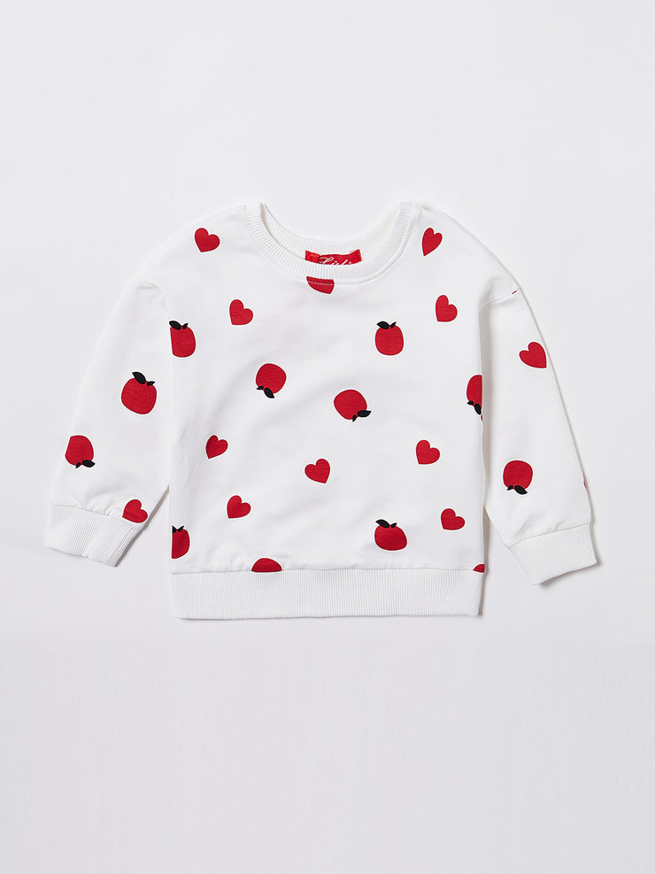 All Over Printed Apple and Heart Top