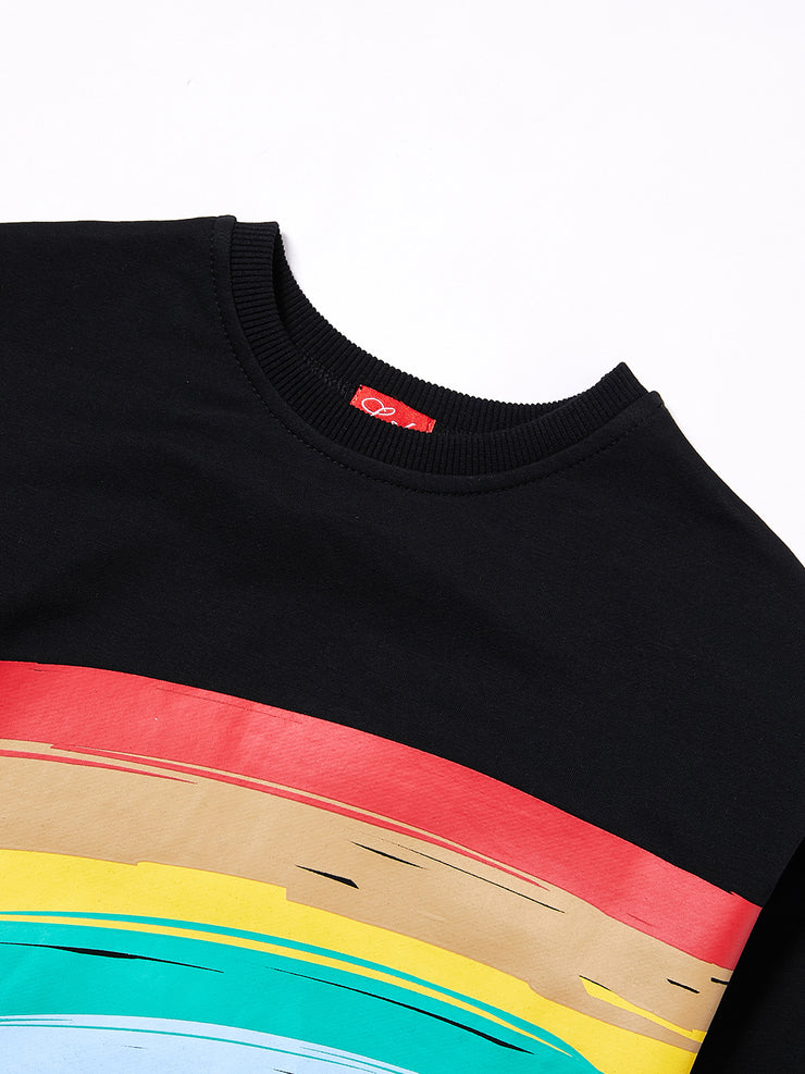 Front Brushed Rainbow Print Top