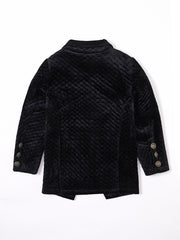Tailored Collar Velvet Quilted Blazer