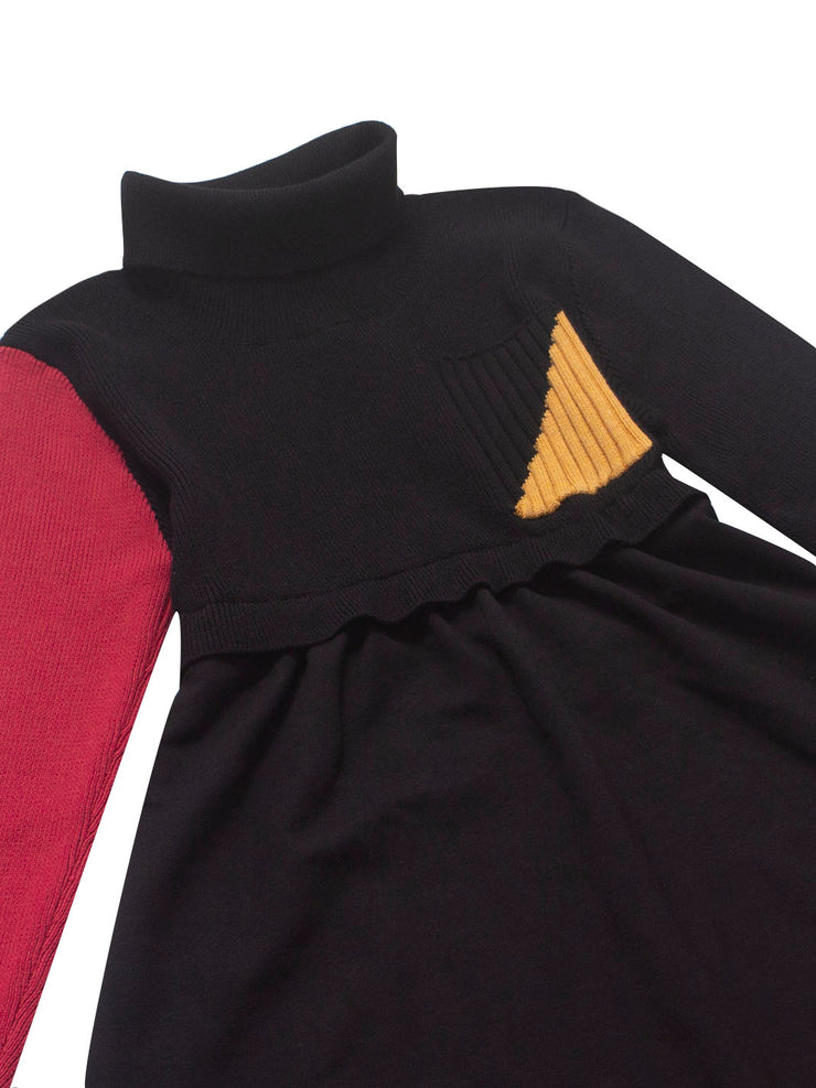 Color Block Turtlneck Dress
