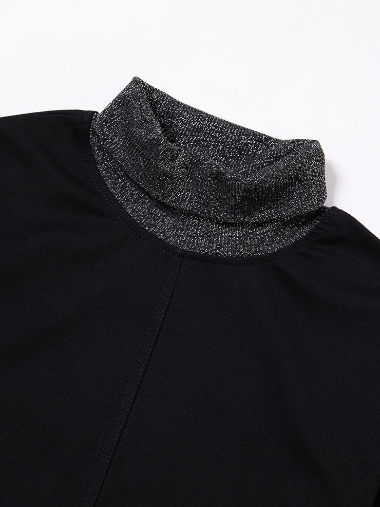 Shiny Rib Turtleneck A-line Robe