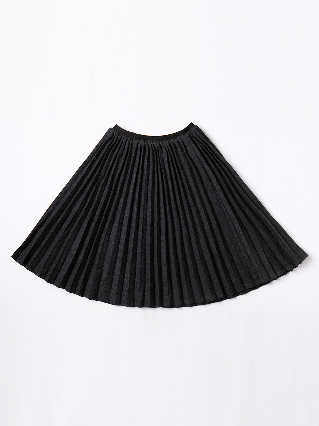 Accordion Pleats Wood Button Skirt - Charcoal