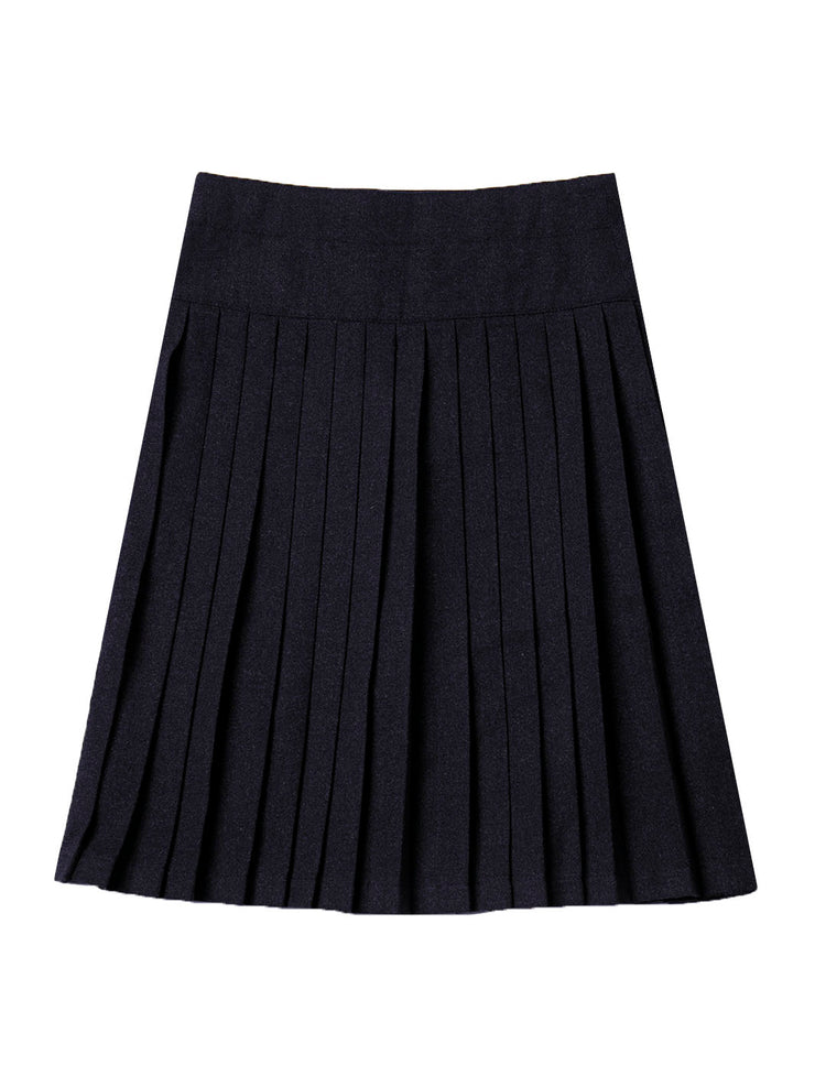 Knife Pleats Snaps Skirt - Navy