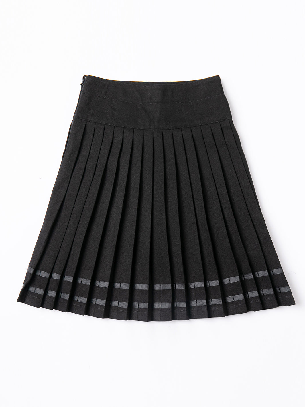 Knife Pleats Ribbon Skirt - Black