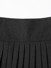 Knife Pleats Ribbon Skirt - Charcoal