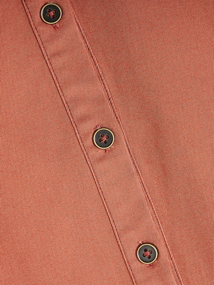 Shirt Collar Dress - Brick