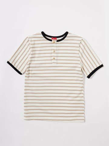 Classic Stripe Short Sleeve Top - Beige