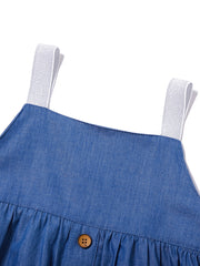 Denim Tiers With Buttons Jumper - Blue