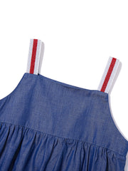 Denim Gathered With Two Tiers Jumper - Chambray