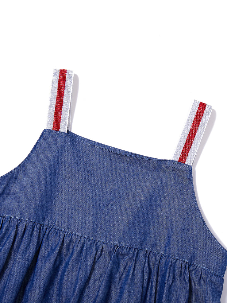 Denim Gathered With Two Tiers Jumper - Chambray