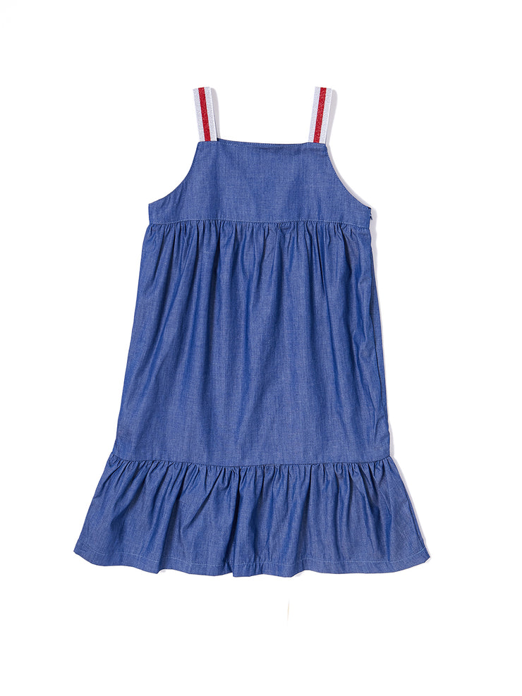 Denim Gathered With Two Tiers Jumper - Chambray