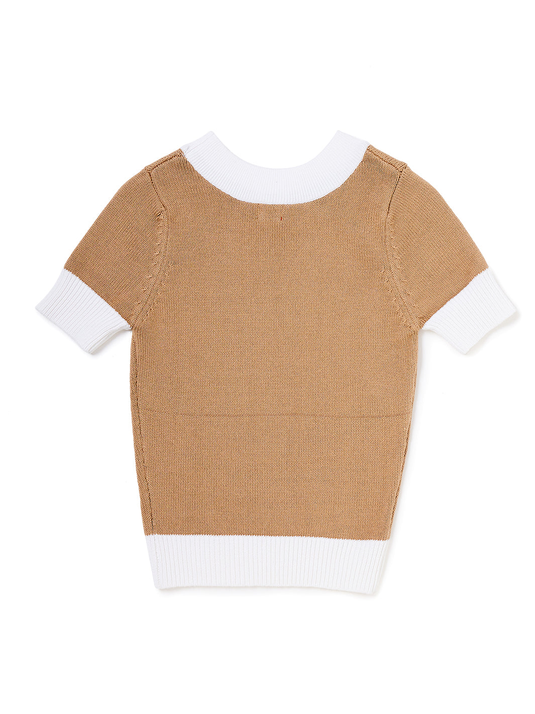 Wide Combo Short Sleeve Sweater - Clay Beige